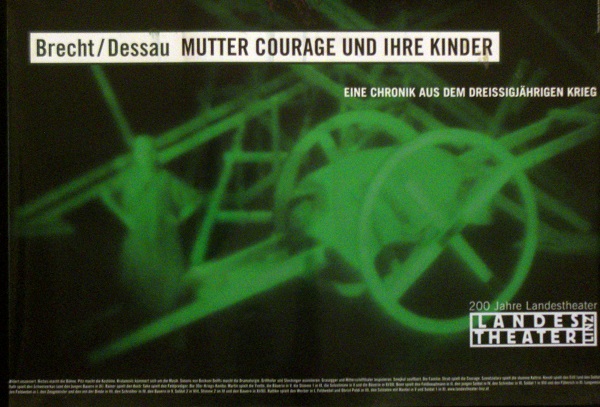 Photo kindly provided by the Bundesheer Poster with a green-black night vision photo of Mutter Courage and her wagon